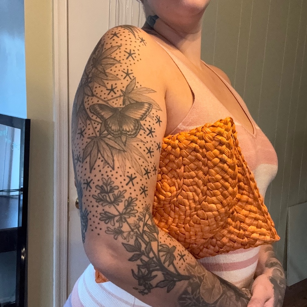 Unbranded Orange Corn Husk Clutch Purse